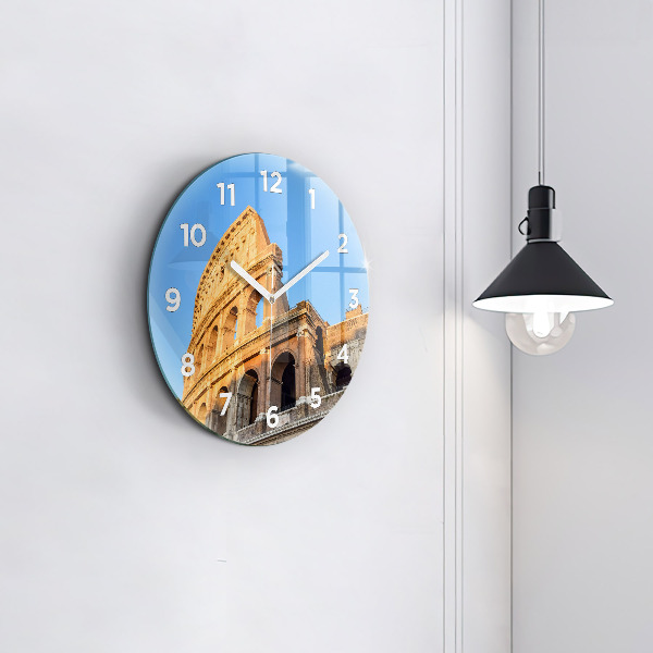 Round glass wall clock Colosseum in Rome