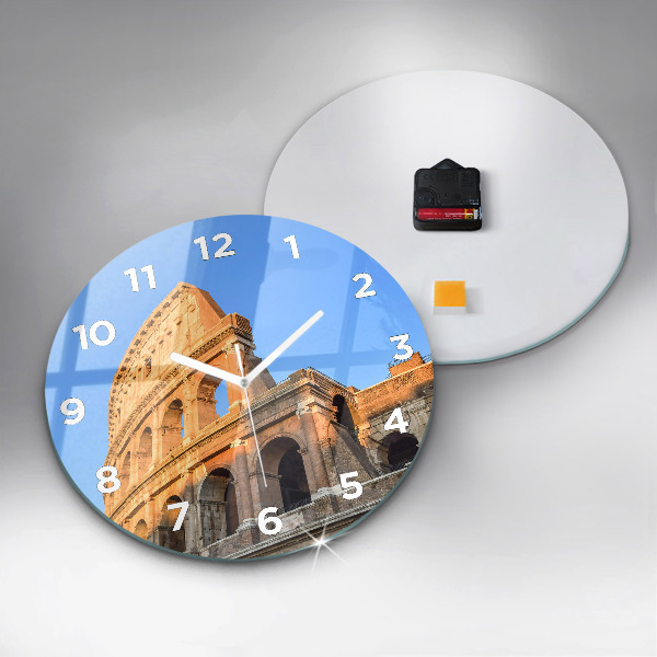 Round glass wall clock Colosseum in Rome