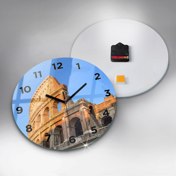Round glass wall clock Colosseum in Rome