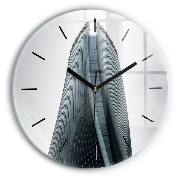 Round glass wall clock Skyscraper in Milan