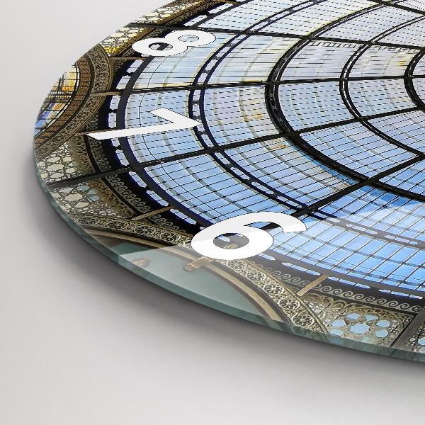 Round glass wall clock Shopping mall in Milan