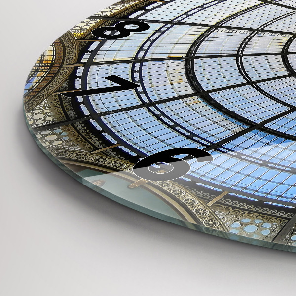 Round glass wall clock Shopping mall in Milan