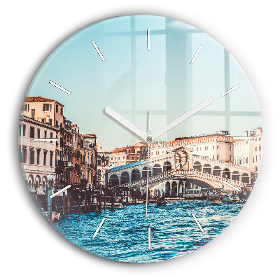 Round glass wall clock Rialto Bridge in Venice