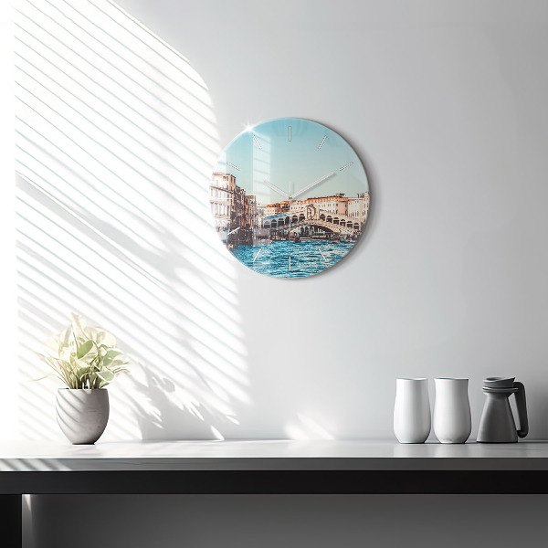 Round glass wall clock Rialto Bridge in Venice
