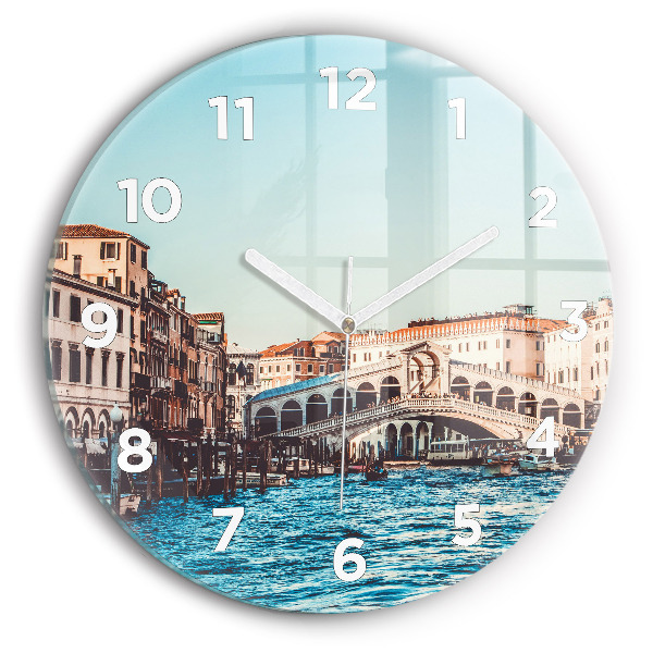 Round glass wall clock Rialto Bridge in Venice
