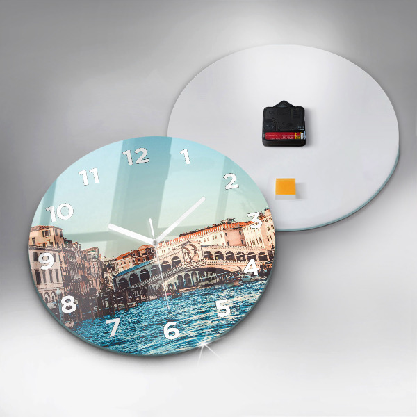 Round glass wall clock Rialto Bridge in Venice