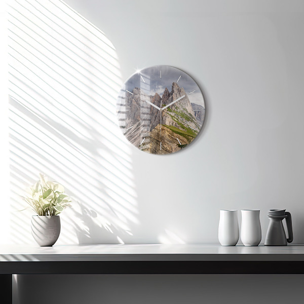 Round glass wall clock Rocky Mountains