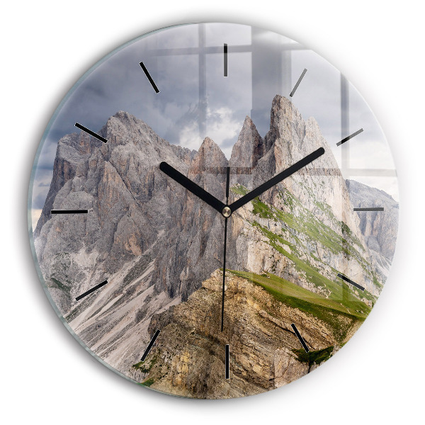 Round glass wall clock Rocky Mountains