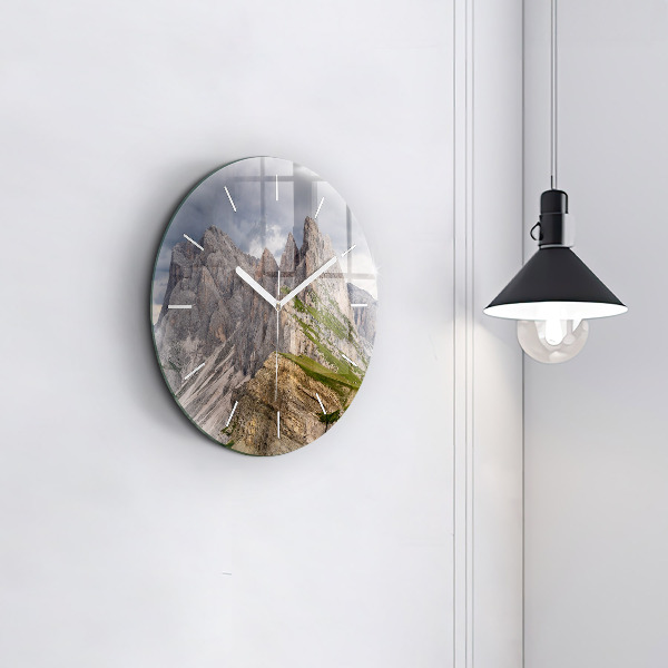 Round glass wall clock Rocky Mountains