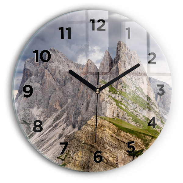Round glass wall clock Rocky Mountains
