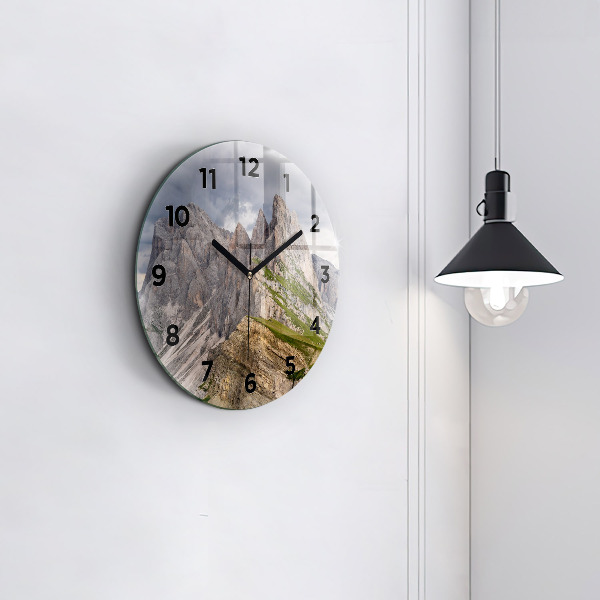Round glass wall clock Rocky Mountains