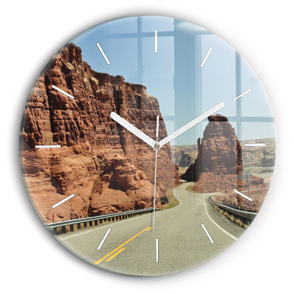 Round glass wall clock Route 66 in the US