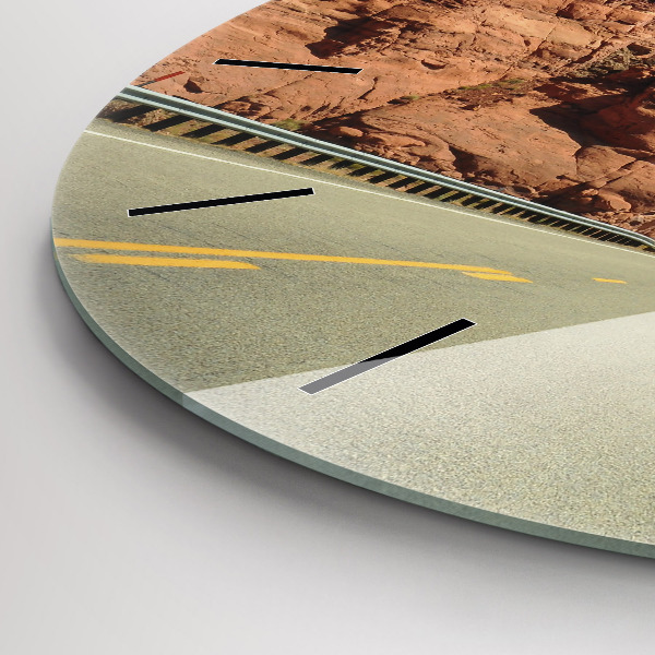 Round glass wall clock Route 66 in the US