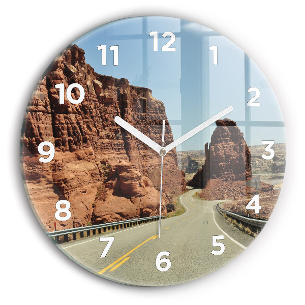Round glass wall clock Route 66 in the US