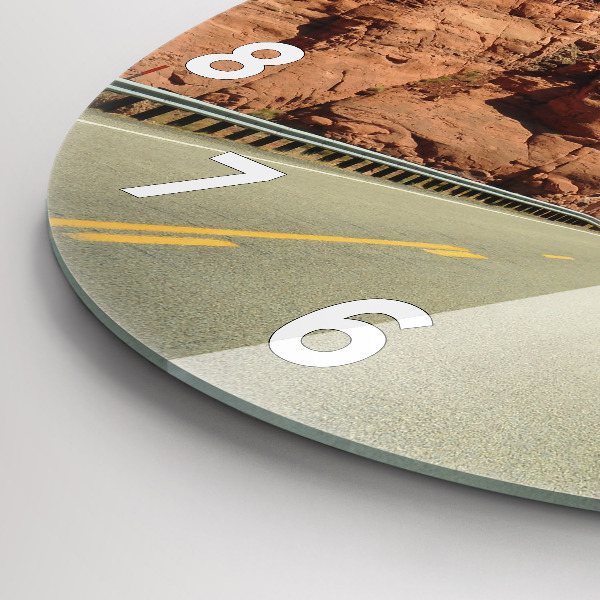 Round glass wall clock Route 66 in the US