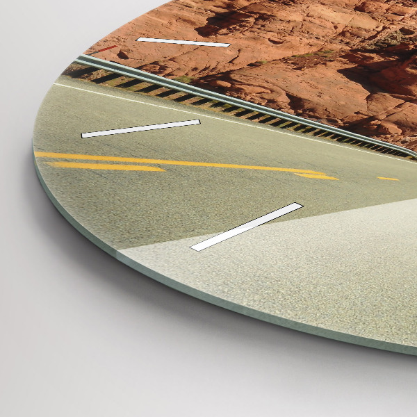 Round glass wall clock Route 66 in the US