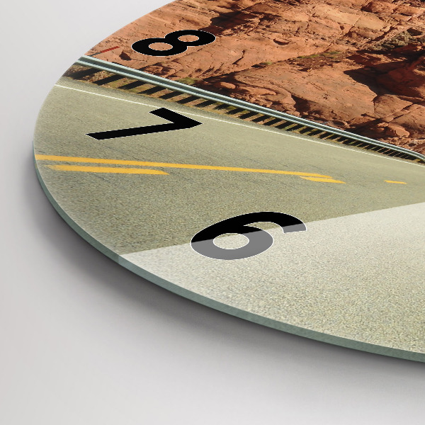 Round glass wall clock Route 66 in the US