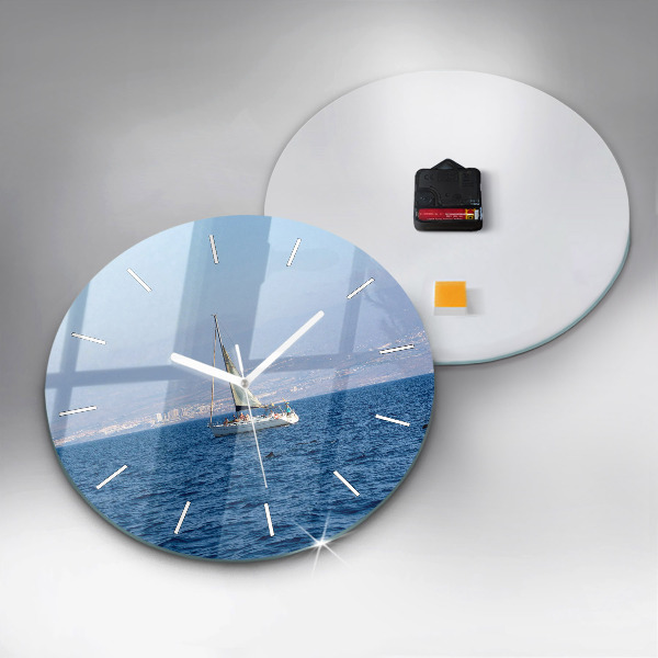 Round glass wall clock Yacht in Tenerife