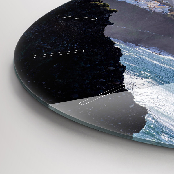 Round glass wall clock Mountains by the ocean
