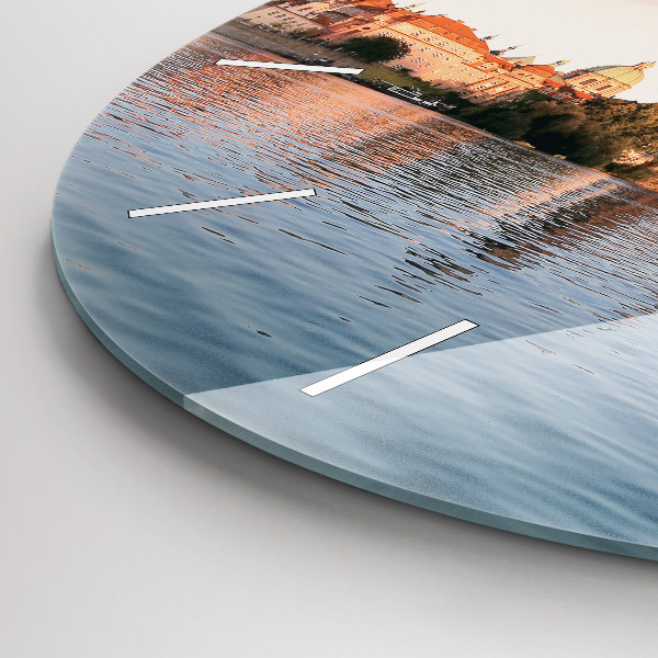 Round glass wall clock Charles Bridge in Prague