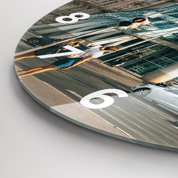 Round glass wall clock Dancing House Prague