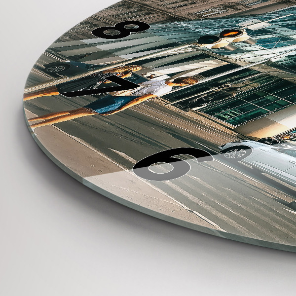 Round glass wall clock Dancing House Prague