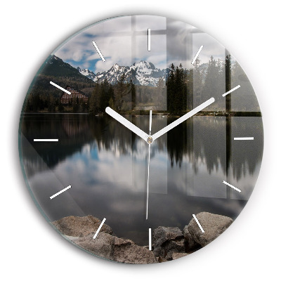 Round glass wall clock High Tatras in Slovakia