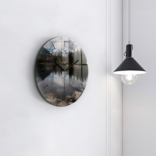Round glass wall clock High Tatras in Slovakia