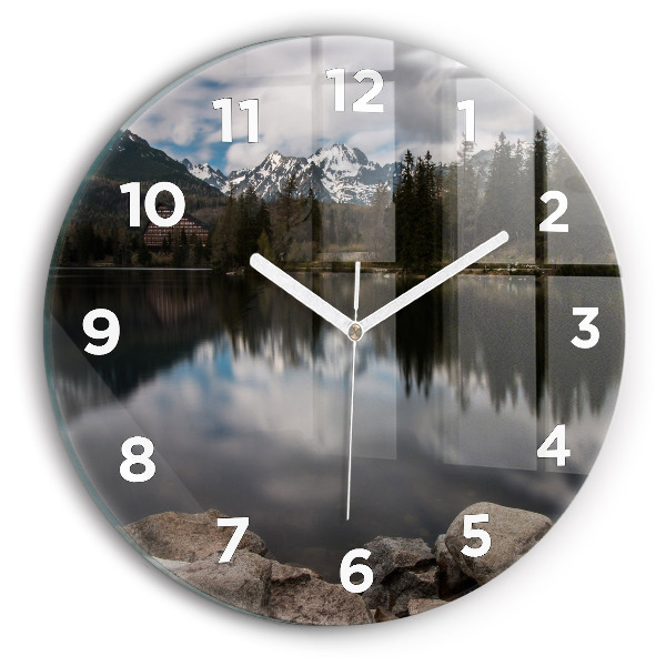 Round glass wall clock High Tatras in Slovakia