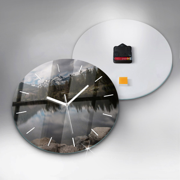 Round glass wall clock High Tatras in Slovakia