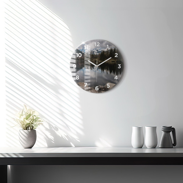 Round glass wall clock High Tatras in Slovakia