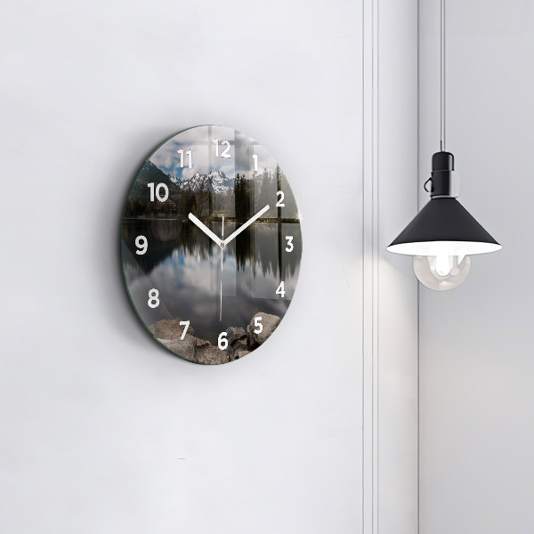 Round glass wall clock High Tatras in Slovakia