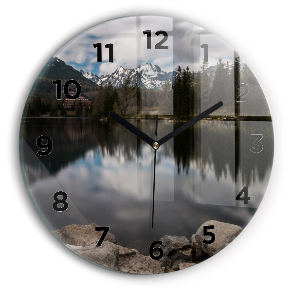 Round glass wall clock High Tatras in Slovakia