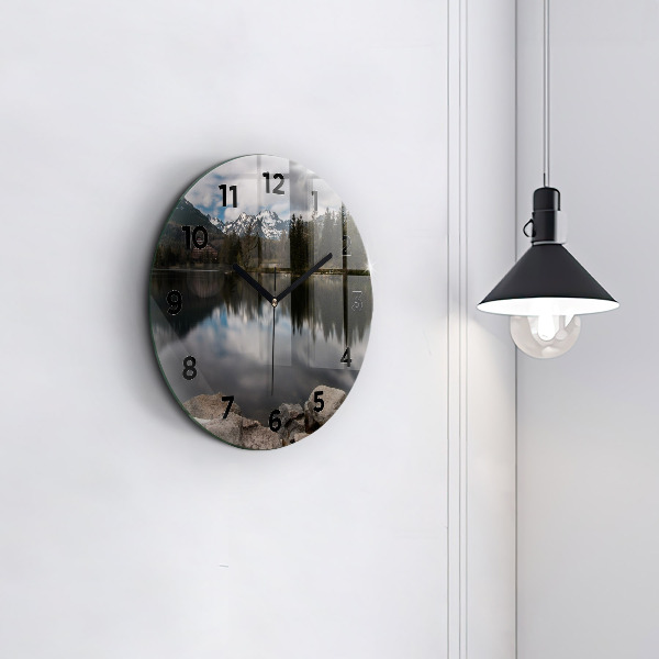 Round glass wall clock High Tatras in Slovakia