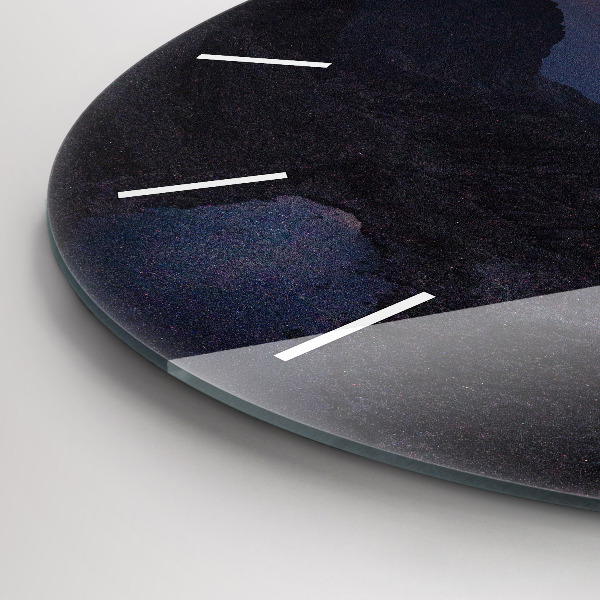 Round glass wall clock Mountains at sunset