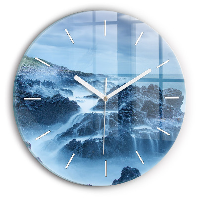 Round glass wall clock Lighthouse