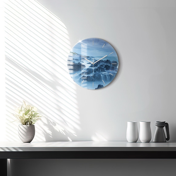 Round glass wall clock Lighthouse