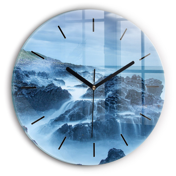 Round glass wall clock Lighthouse