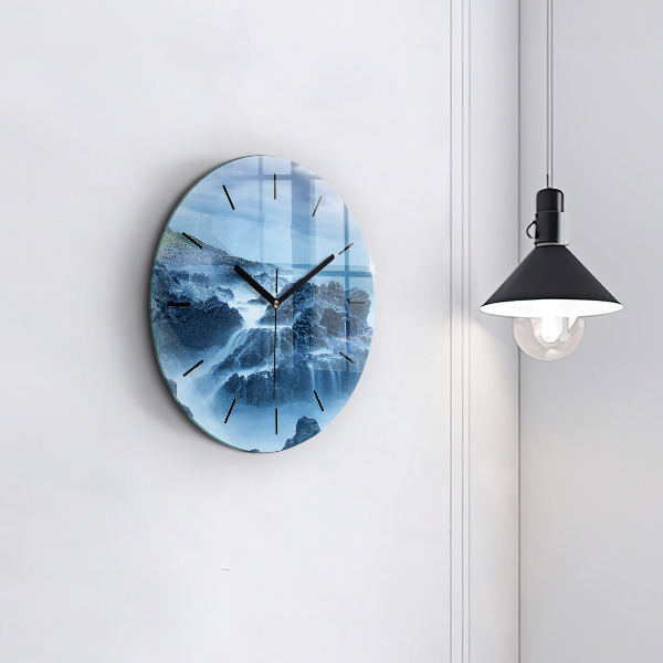 Round glass wall clock Lighthouse