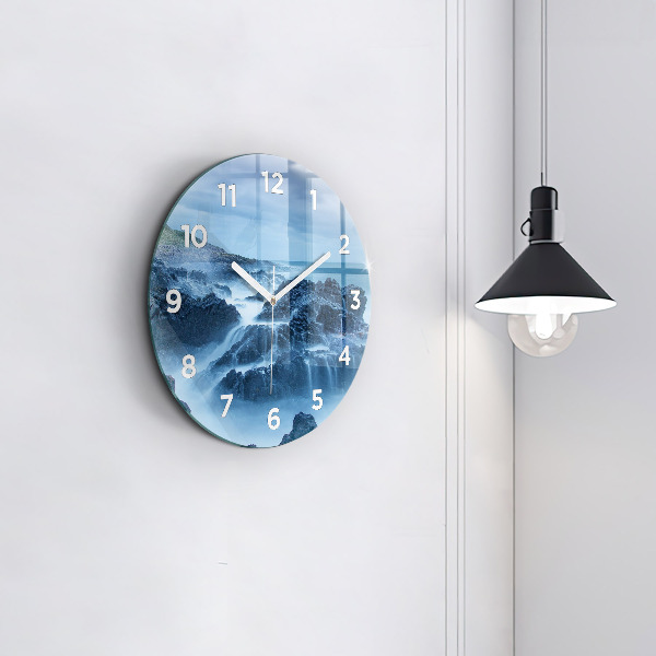 Round glass wall clock Lighthouse