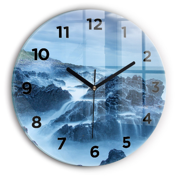 Round glass wall clock Lighthouse