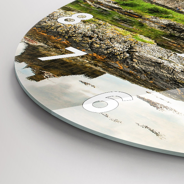 Round glass wall clock Eilean Donan Castle Scotland