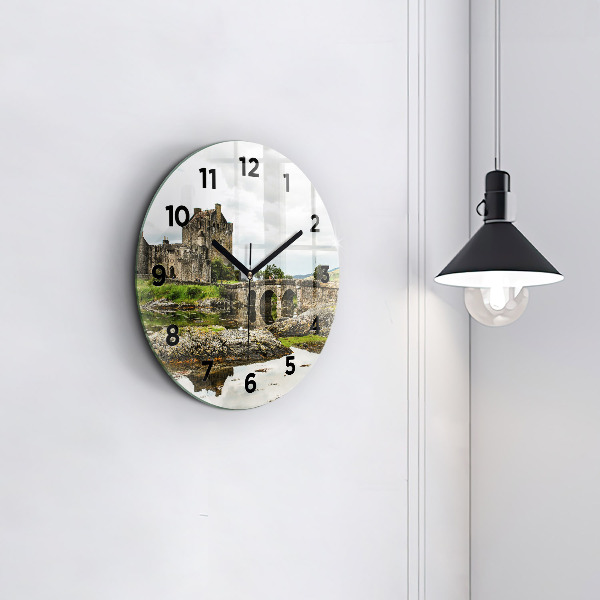 Round glass wall clock Eilean Donan Castle Scotland