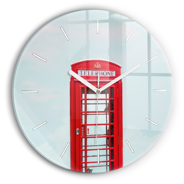 Round glass wall clock Public phone