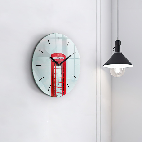 Round glass wall clock Public phone