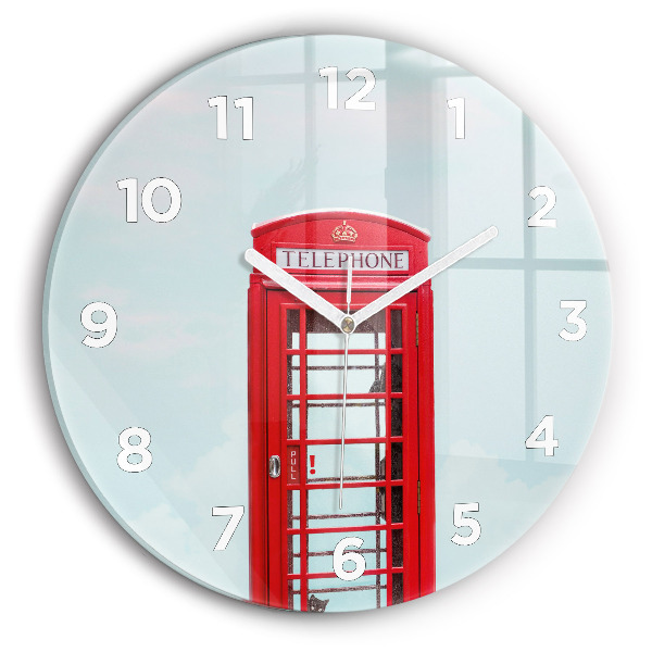 Round glass wall clock Public phone