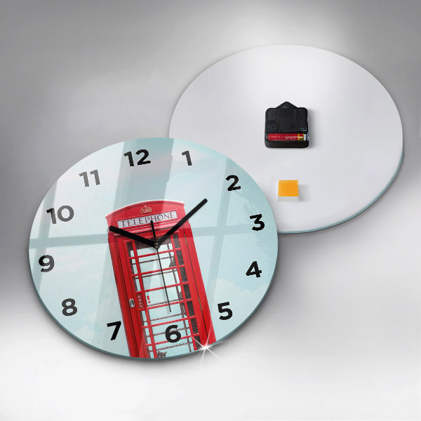 Round glass wall clock Public phone