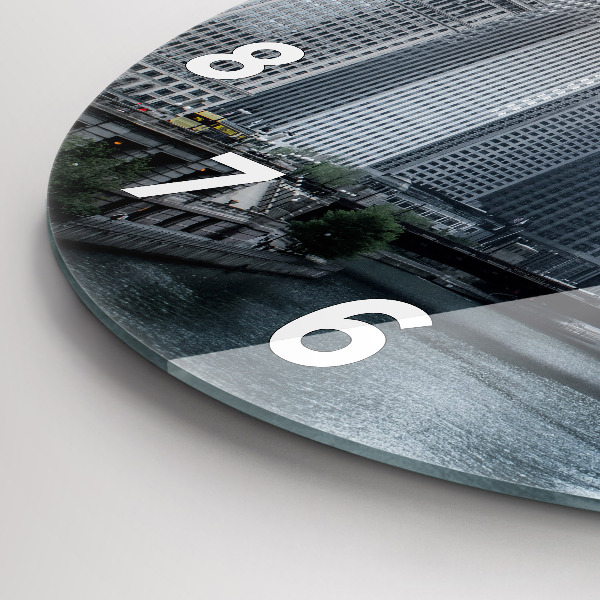 Round glass wall clock City panorama