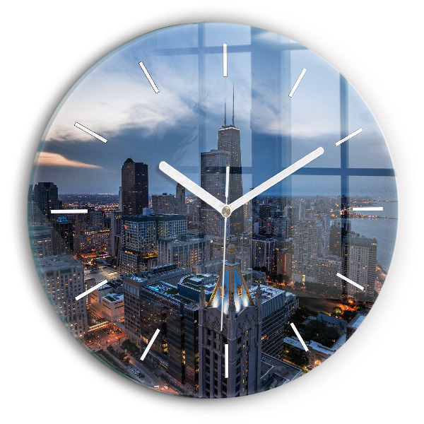 Round glass wall clock Photo of Chicago