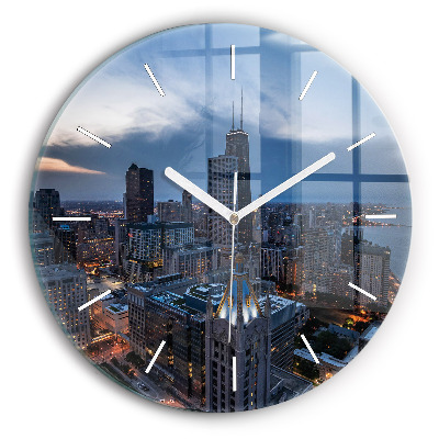 Round glass wall clock Photo of Chicago